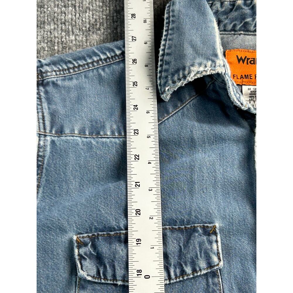 Wrangler FR Flame Resistant Western Denim Work Shirt Men's Medium Regular - Picture 10 of 16